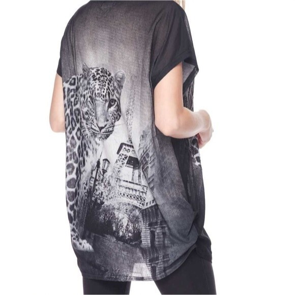 Black Tunic Top With Leopard/Eiffel Tower 3X - Picture 8 of 16